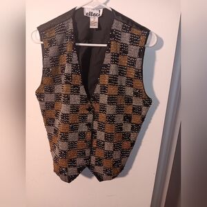 Effect Men's Checkered Vest - Black, Gold, and Gray